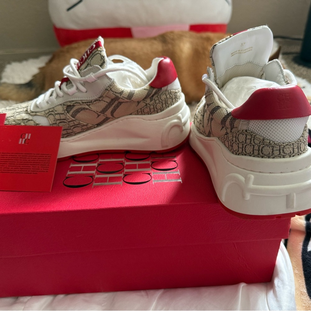Carolina Herrera Red and White Sneakers
